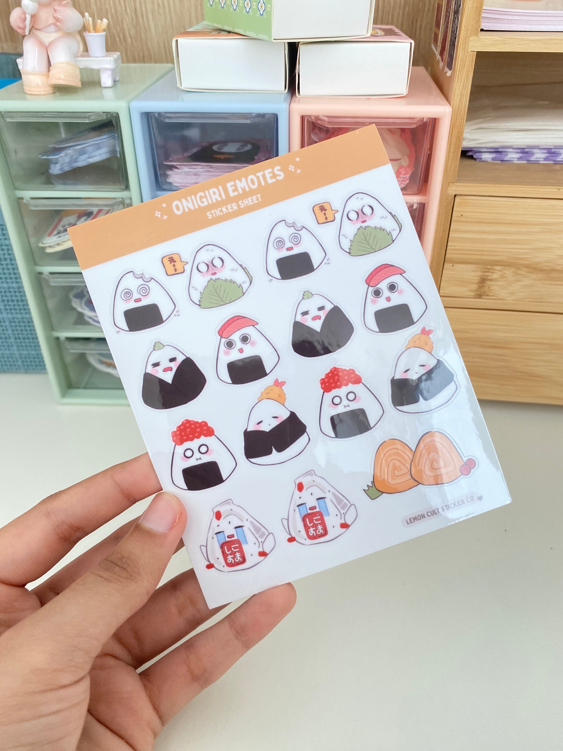 Cute Onigiri Sticker Sheet | Kawaii Rice Ball Stickers | Japanese Food ...