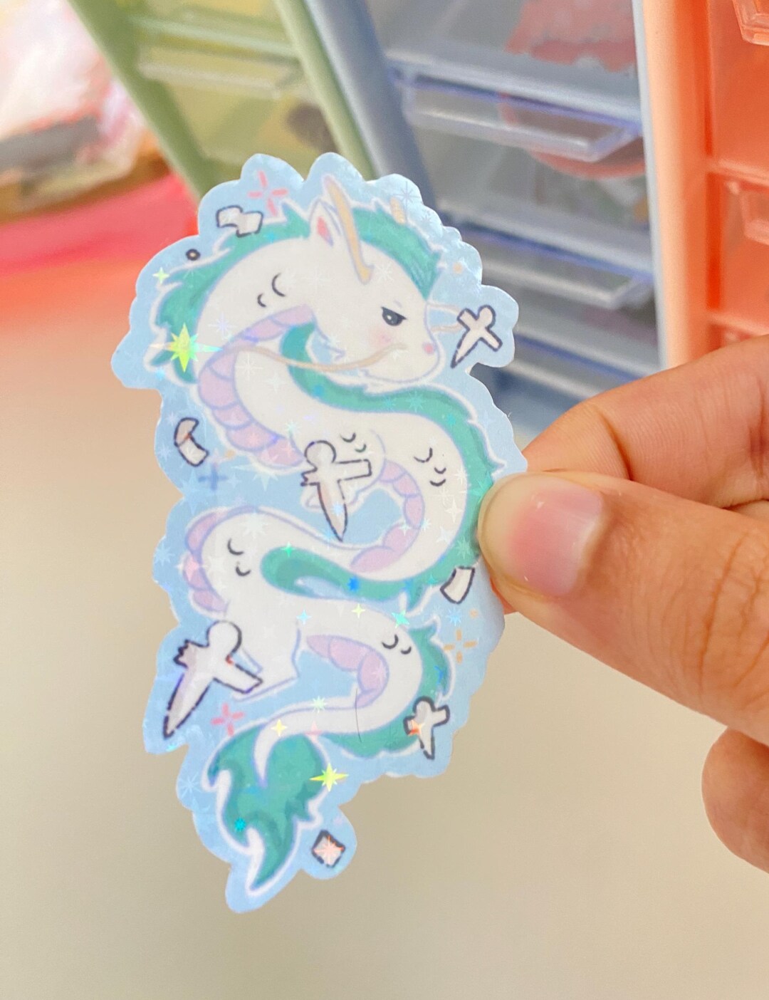 Haku Dragon Sticker | Glitter Star Vinyl, Kawaii Anime - Etsy