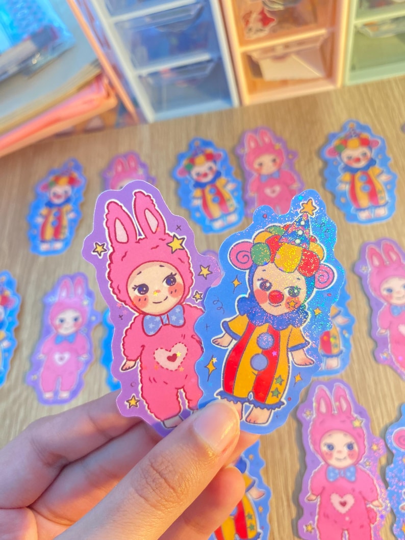 Kawaii Sonny Angel Sticker Pack | Pastel Bunny & Clown Stickers image 5