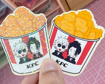 Gojo Sticker | Cute Satoru Gojo Anime Sticker | JJK Fried Chicken Sticker | KFC Sticker | Kawaii Fast Food Decal | Funny Anime Sticker