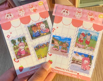 Cute Calico stamp stickers cozy animal sylvanian stickers