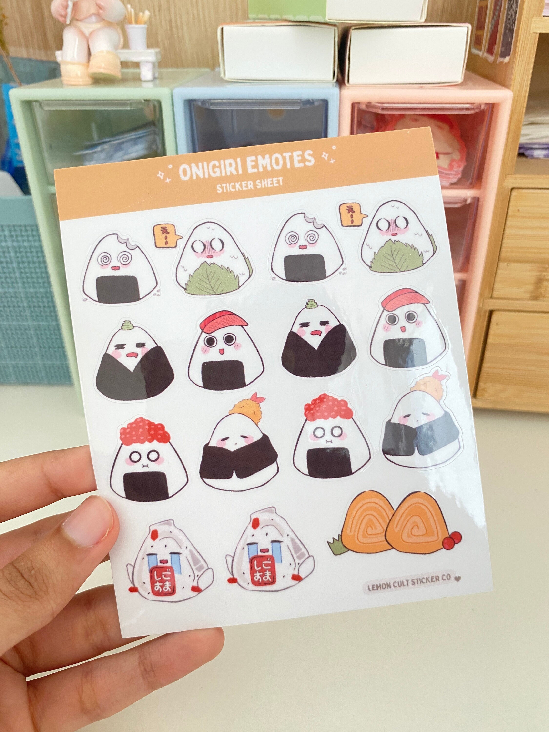 Cute Onigiri Sticker Sheet | Kawaii Rice Ball Stickers | Japanese Food ...