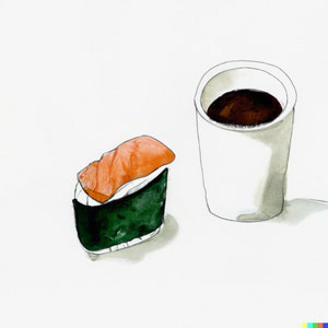 Sushi Watercolor Digital Art Bundle (5 works)