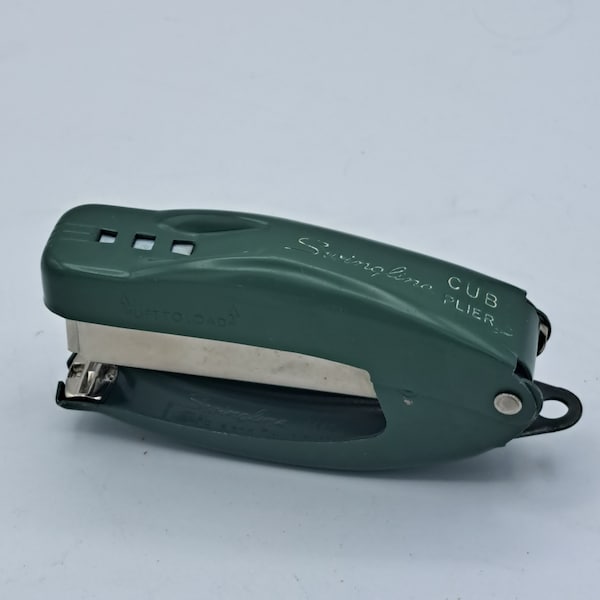 Swingline Cub Plier Stapler - Blue Green Vintage Hand Grip Stapler - Office Supply Office Decor