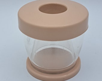 Mid Century Vintage Round Light Pink or Creamy Beige Magnetic Paper Clip Holder