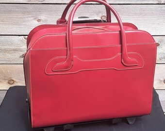 Red Leather McKlein Laptop Travel Carryon Bag - Absolutely Immaculate