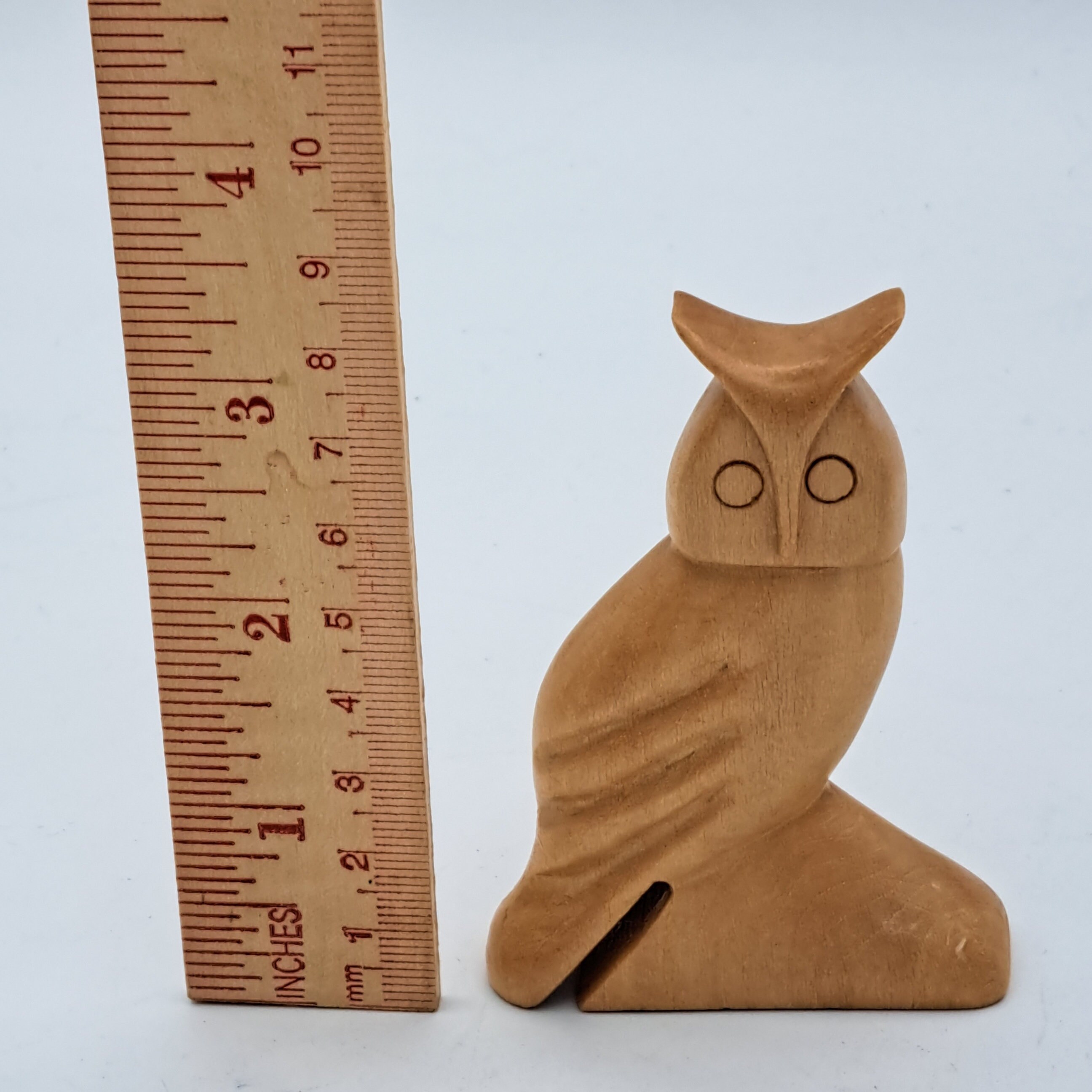 Hand Carved Wood Owl - Vintage Cottage Core, Coastal Decor, Farmhouse