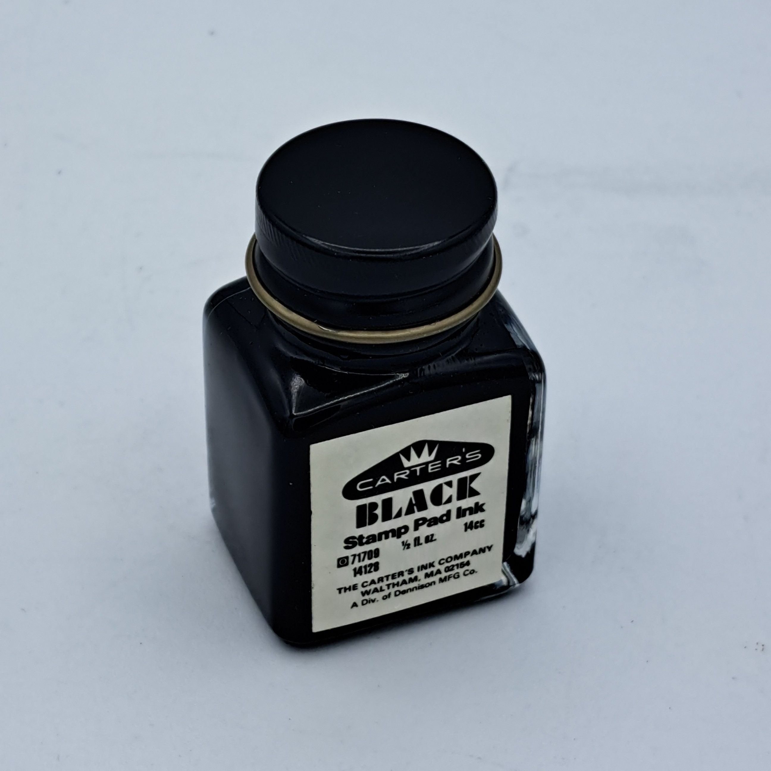 Carter's Black Stamp Pad Ink Small Vintage Glass Bottle 