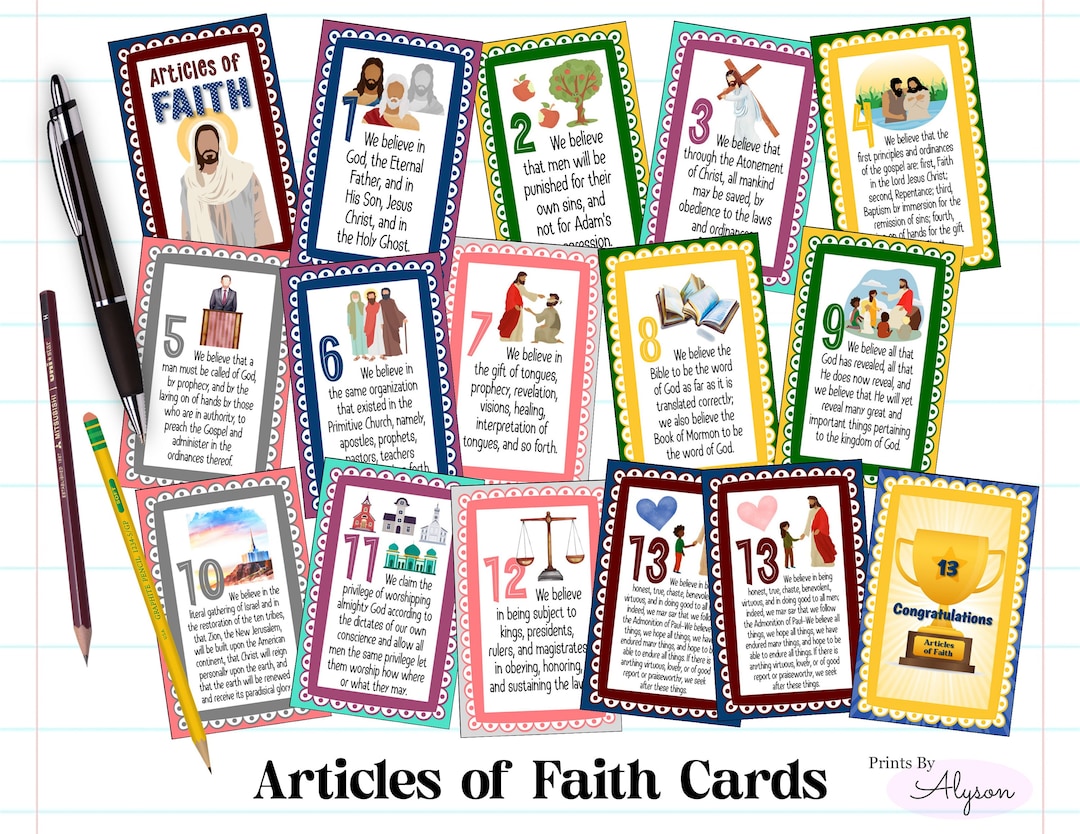 Articles of Faith Cards Etsy