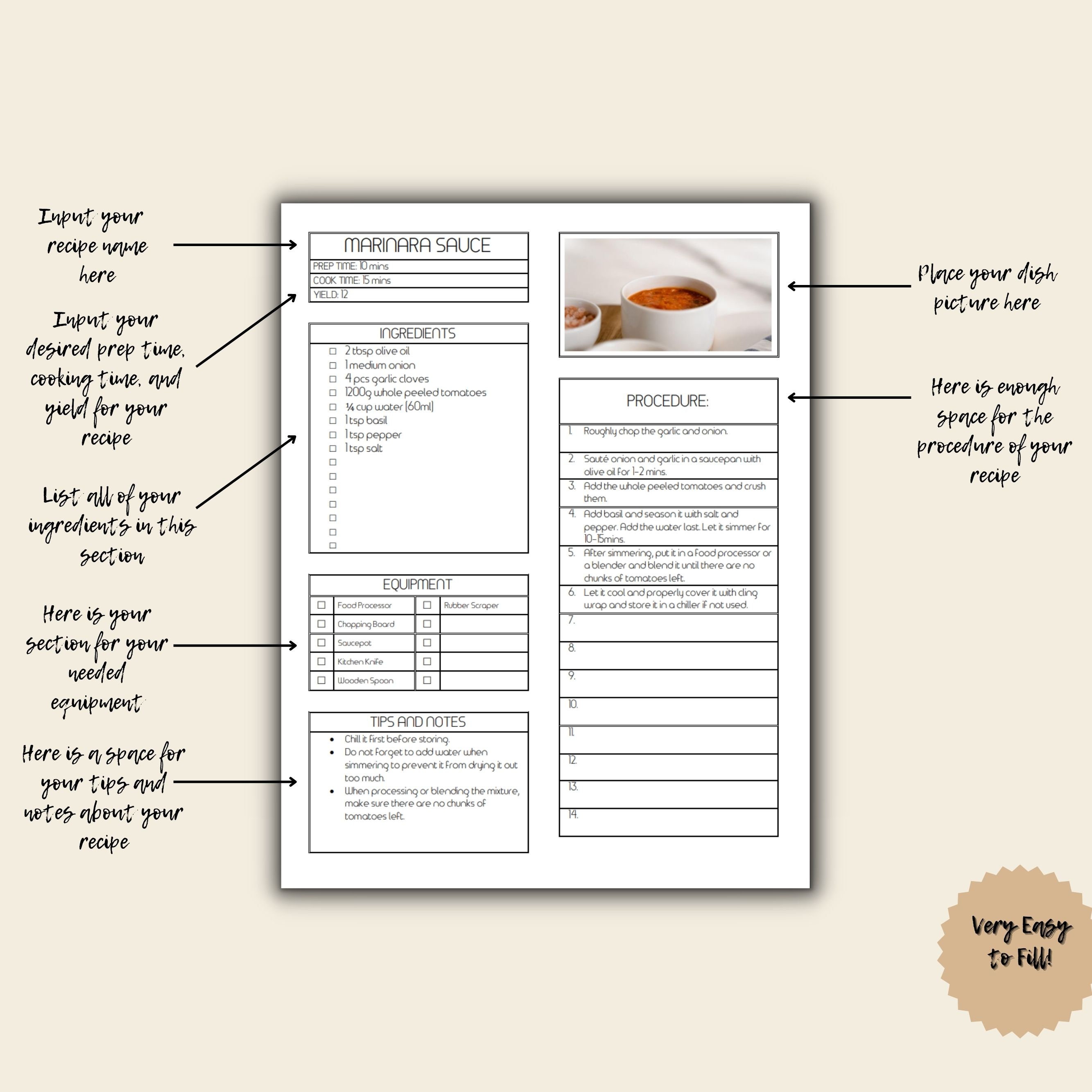 Printable Recipe Cookbook