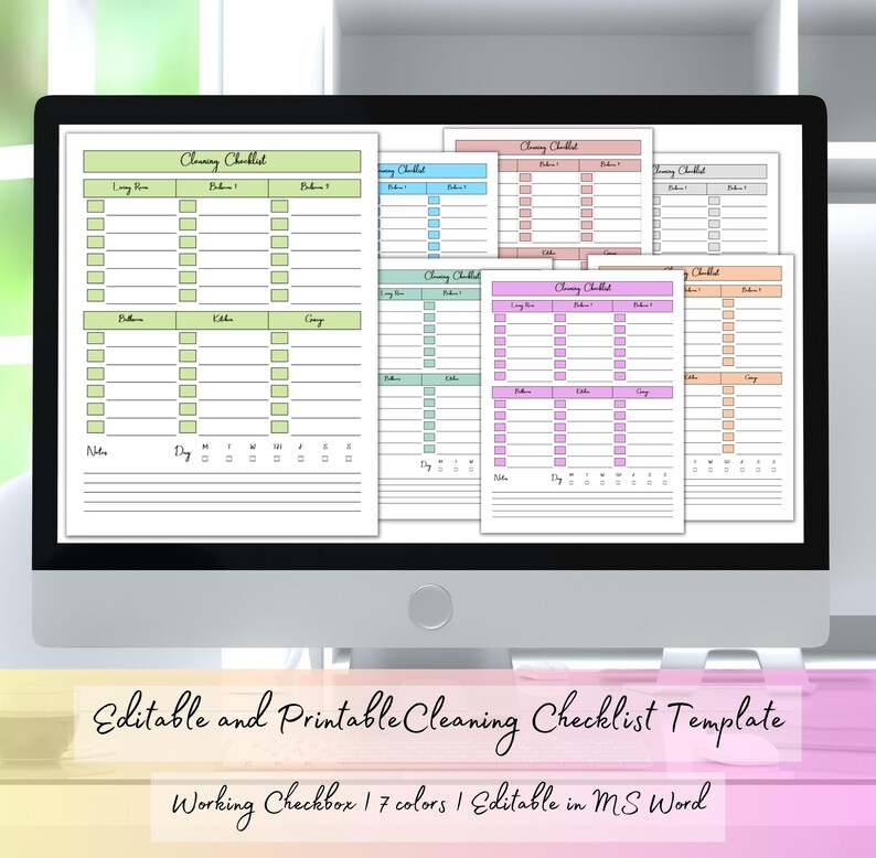 Editable Cleaning Checklist, Printable Cleaning Schedule, Daily House