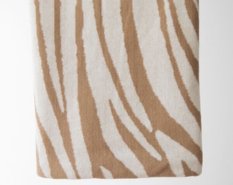 Rumi Zebra Cotton Knit Throw in Beige || 100% Cotton Throw || Reversible Zebra Print Throw in Beige || Modern Print Throw