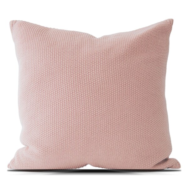 Sia Cotton Seedstitch Knit Pillow Cover in Dusty Blush || 20X20 Pillow Cover || Knit Pillow Cover || Blush Handwoven Pillow Cover