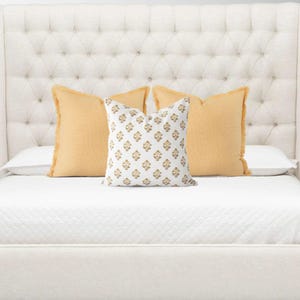 Throw Pillow Cover Set for Bed || Gold Decorative Pillow Set for Bed || Floral Throw Pillow Set for Bed || Throw Pillow Set of 3 || Emma