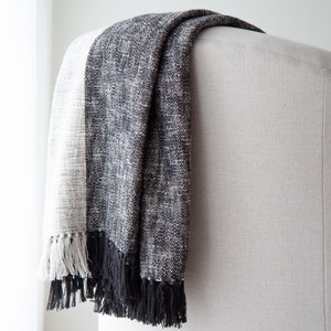Hazel&#39;s Cottage Throw in Espresso || 50x60 Espresso Cotton Throw || Black and White Striped Throw || Farmhouse Throw Blanket