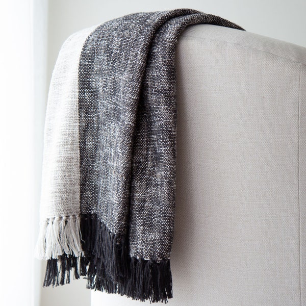 Hazel's Cottage Throw in Espresso || 50x60 Espresso Cotton Throw || Black and White Striped Throw || Farmhouse Throw Blanket