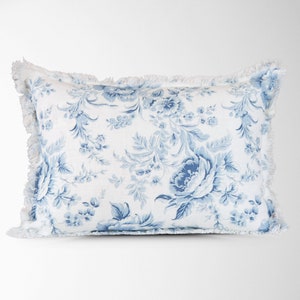 Blue Floral Pillow || Blue French Toile Pillow || Decorative Pillow || Sofa Pillows || Blue Throw Pillow || Charlotte 14x20