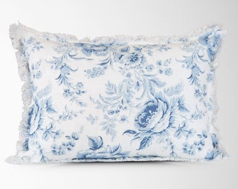 Blue Floral Pillow || Blue French Toile Pillow || Accent Throw Pillow || Decorative Pillow || Sofa Pillows || Blue Throw Pillow || Charlotte