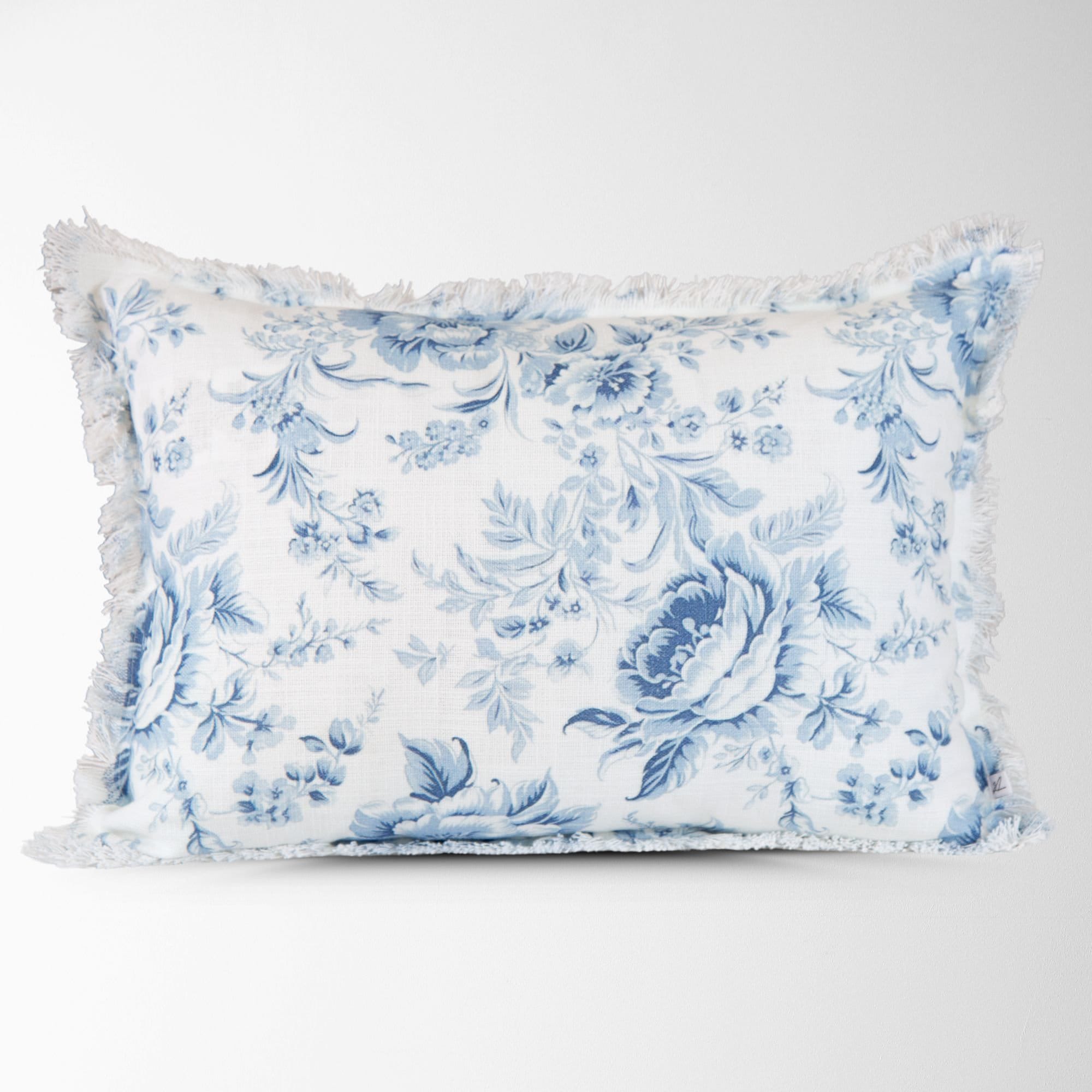 Blue Floral Pillow || Blue French Toile Pillow || Decorative Pillow || Sofa Pillows || Blue Throw Pillow || Charlotte 14x20