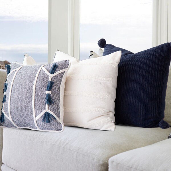 Pillow Covers Set White and Blue Etsy