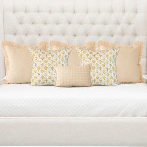 Throw Pillow Cover Set for Bed || Gold Decorative Pillow Set for Bed || Floral Throw Pillow Set for Bed || Throw Pillow Set of 6 || Savannah