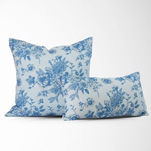 Sky Blue Roses Pillow Cover || Blue Farmhouse Floral Pillow Cover || Accent Pillow || Decorative Pillow || Serenity