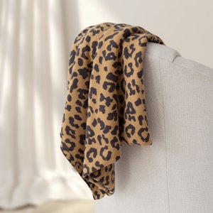 Lucia Leopard Cotton Knit Throw in Beige || 100% Cotton Throw || Reversible Leopard Print Throw in Beige || Modern Print Throw