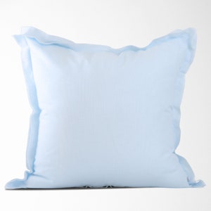 Blue Linen Pillow Cover | Corded Edge Throw Pillow, 22x22