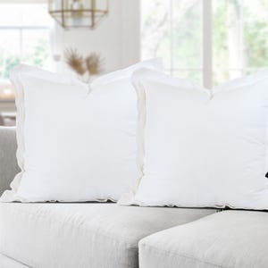 Set of 2 White Pillow Covers || 20x20" Decorative Pillow Covers || Boho Neutral Sofa Pillows || Hand Block Print || Leah