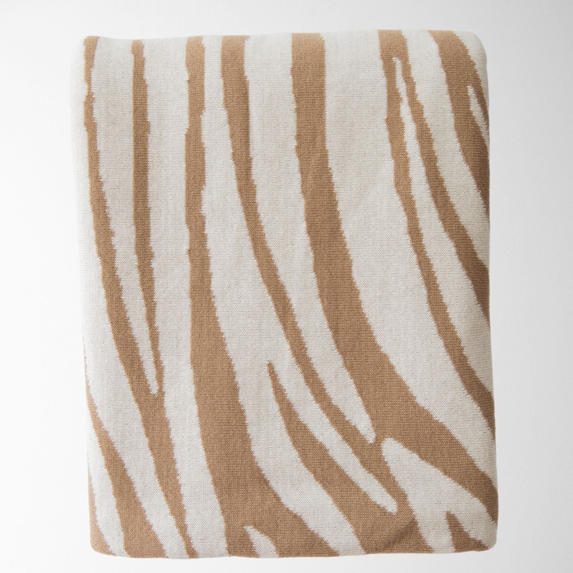 Rumi Zebra Cotton Knit Throw in Beige || 100% Cotton Throw || Reversible Zebra Print Throw in Beige || Modern Print Throw