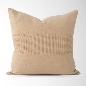 Lennox Woven Textured Lumbar Pillow Cover in Tan || 20x20 Pillow Cover in Tan || Modern Farmhouse Pillow Cover || Classic Style Pillow