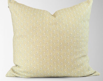Sage Green Floral Block Print Pillow Cover | 22x22 Accent Pillow