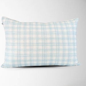 Plaid Lumbar Pillow Farmhouse Plaid Pillow Accent Throw Pillow Decorative Pillow 14x20 Pillow Cover Sofa Pillow Freya Blue