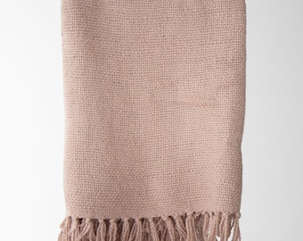 Darby Fringe Throw in Rose || 50x60 Throw || 100% Cotton Throw || Modern Farmhouse Throw in Rose || Minimalist Room Statement Throw Blanket