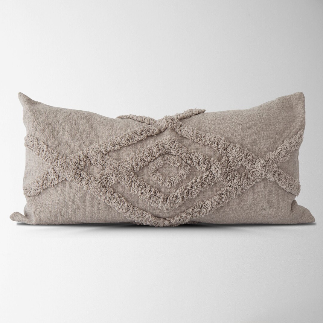Greer Tufted Shag Pillow Cover in Oyster 14X28 Pillow Cover Etsy
