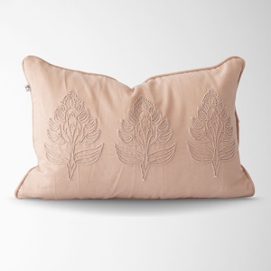 Eloise Embroidered Vintage Pillow Cover in Rose || 12x18 Lumbar Pillow Cover || Vintage Floral Stitched Pillow Cover || Embroidered Pillow