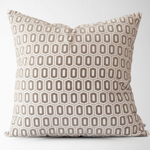 Odette Velvet Embossed Hex Pillow Cover in Pewter || 22X22 Pillow Cover || Mid-Century Design || Geometric Pillow Cover || Velvet Design