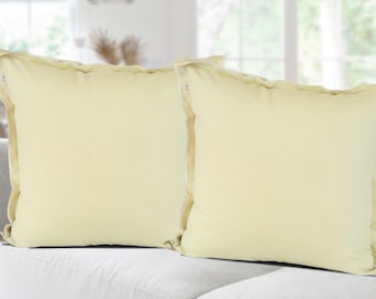 Sage Green Cotton Slub Pillow Covers | Farmhouse Throw Pillows, Set of 2
