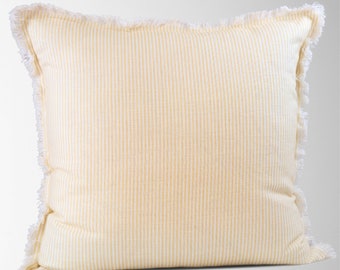 Yellow Stripe Pillow Cover || Farmhouse Gold Stripe Pillow Cover || Accent Pillow || Decorative Pillow || 22x22 Pillow Cover || Magnolia