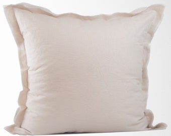 Beige Linen Pillow || Beige Solid Pillow || Farmhouse Solid Pillow || Designer Pillow || Decorative Pillow || 22 X 22 Pillow Cover || Leah