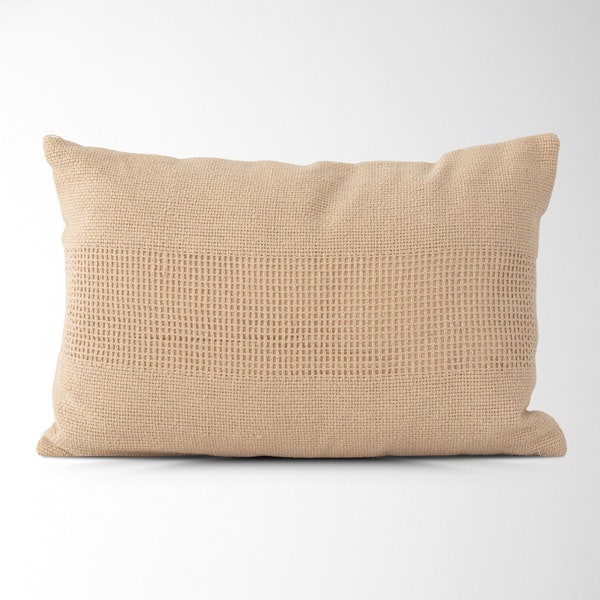 Lennox Woven Textured Pillow Cover in Tan || 12x18 Pillow Cover in Tan || Modern Farmhouse Lumbar Pillow Cover || Classic Lumbar Pillow