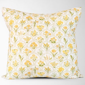 Floral Garden Pillow Cover Farmhouse Floral Pillow Accent Throw Pillow Decorative Pillow Cover 22x22 Pillow Cover Harlow Yellow