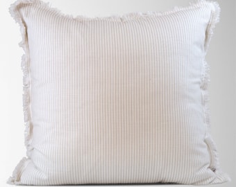 Beige Stripe Pillow Cover || Farmhouse Stripe Pillow Cover || Neutral Accent Pillow || Decorative Pillow || 22x22 Pillow || Magnolia