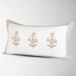 Beige Mughal Flower Pillow Cover || Vintage Neutral Floral Pillow || Farmhouse Pillow || Accent Throw Pillow || Dec Pillow || Seraphina