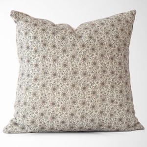 Beige Petite Floral Pillow || Floral Pillow || Farmhouse Pillow || Accent Throw Pillow || Decorative Pillow || 22x22 Pillow || Penelope
