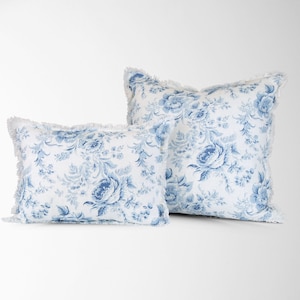 Blaues Blumenkissen || Blaues Toile Kissen || Akzent Dekokissen || Dekokissen || Sofakissen || Blaues Dekokissen || Charlotte