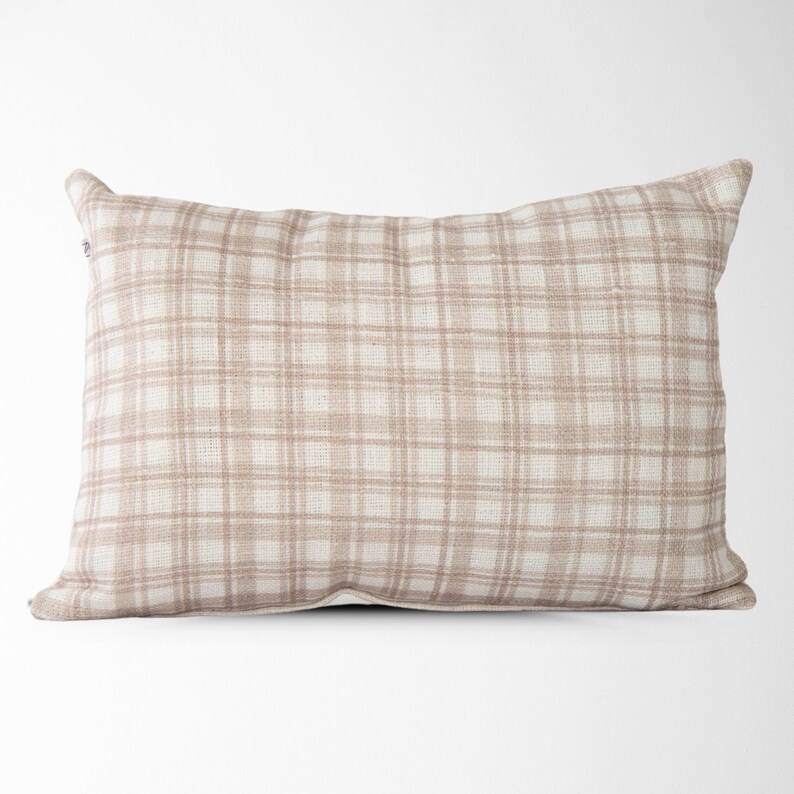 Plaid Lumbar Pillow Farmhouse Plaid Pillow Accent Throw Pillow Decorative Pillow 14x20 Pillow Cover Sofa Pillow Freya image 8