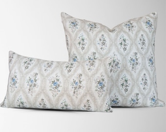 Gray Floral Pillow Cover || Gray Farmhouse Floral Pillow || Accent Throw Pillow || Decorative Pillow || Vintage Floral Pillow Cover || Grace