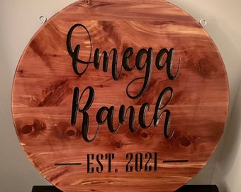 20 - 24 Inch Round Custom Carved Wood Sign-Any Design or Logo* Multiple Sizes *Outdoor*Indoor*Address*Business* Baby Names*Wedding Gift*