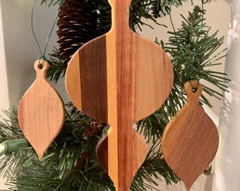 Exotic Wood Ornament Sets- READY TO SHIP- Unique Gift-Handmade